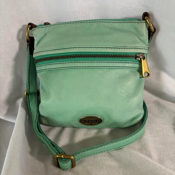 Fossil Handbags - Vintage Fossil Explorer Leather Crossbody Bag Sage Green